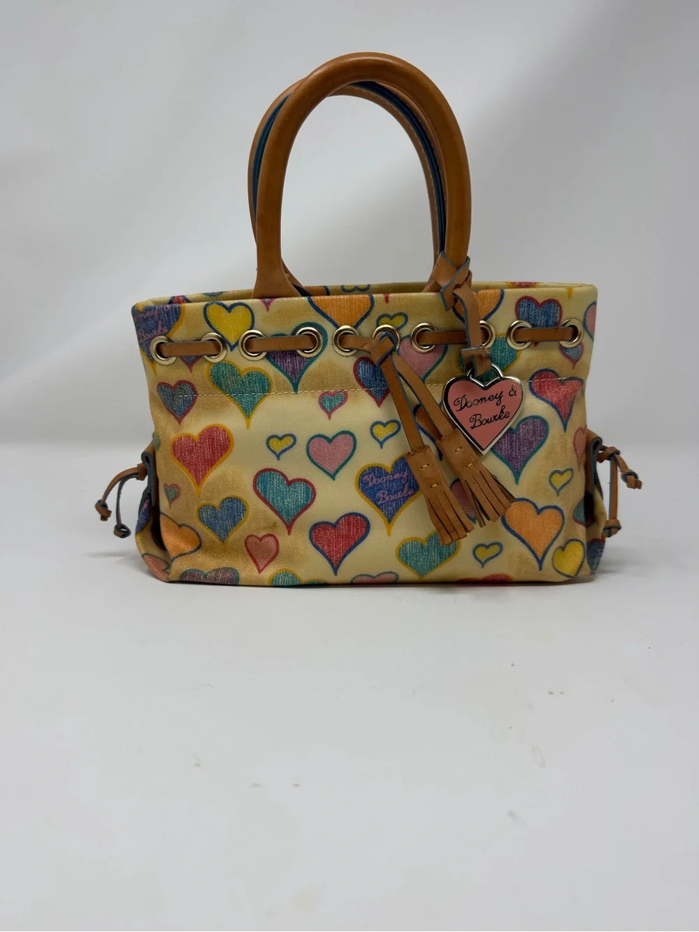 Dooney & Bourke Y2K Sweetheart Crayon Satchel With Charm Leather Strap Accents